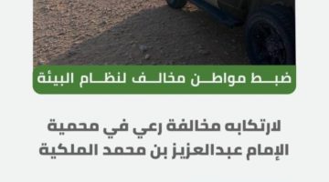 ضبط مواطن مخالف لنظام البيئة رعى إبلًا في موقع محظور