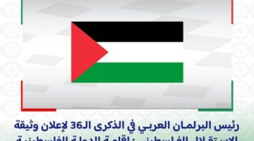 البرلمان العربي: أمن واستقرار المنطقة مرهون بإقامة دولة فلسطينية مستقلة