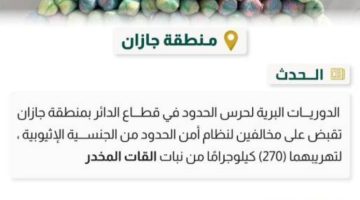 حرس الحدود بجازان يحبط تهريب (270) كلجم من القات المخدر