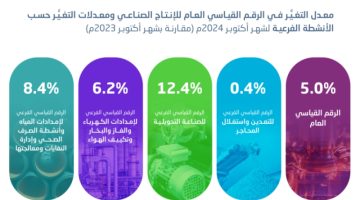 “الإحصاء” ارتفاع الإنتاج الصناعي بنسبة 5% خلال شهر أكتوبر2024