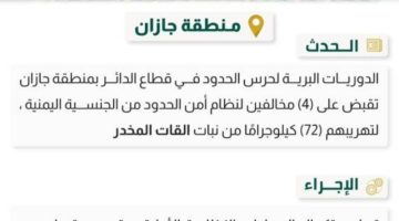 حرس الحدود بمنطقة جازان يحبط تهريب (72) كيلوجرامًا من القات المخدر
