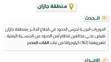 حرس الحدود بجازان يقبض على مخالفين لتهريبهما (162) كيلوجرامًا من القات المخدر