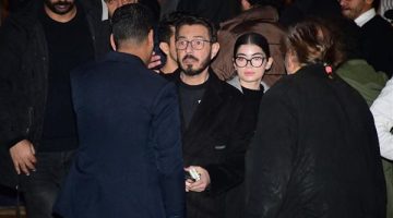 أحمد زاهر وابنته ليلى في عزاء نبيل الحلفاوي