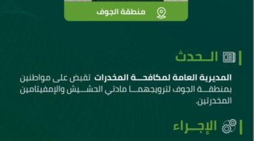 مخدرات الجوف تقبض على مواطنين لترويجهما مواد مخدرة