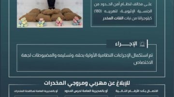 حرس الحدود بعسير يقبض على مخالف لنظام أمن الحدود لتهريبه 180 كيلوجرامًا من نبات القات المخدر