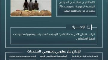 حرس الحدود بجازان يقبض على 3 مخالفين لتهريبهم 72 كيلوجرامًا من القات المخدر