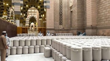 300 طن من ماء زمزم لقاصدي المسجد النبوي يوميًا في شهر رمضان