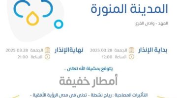“الأرصاد”: أمطار خفيفة على المهد ووادي الفرع